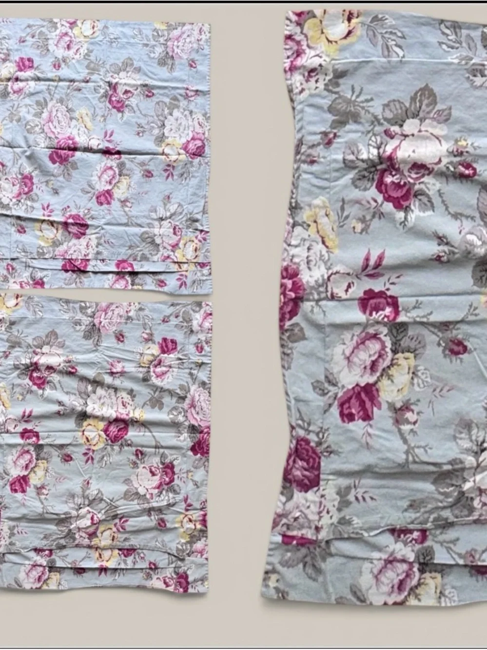 Pottery Barn Floral Pillowcase Sham Set   (4)  Roses Cotton Cottage Vintage